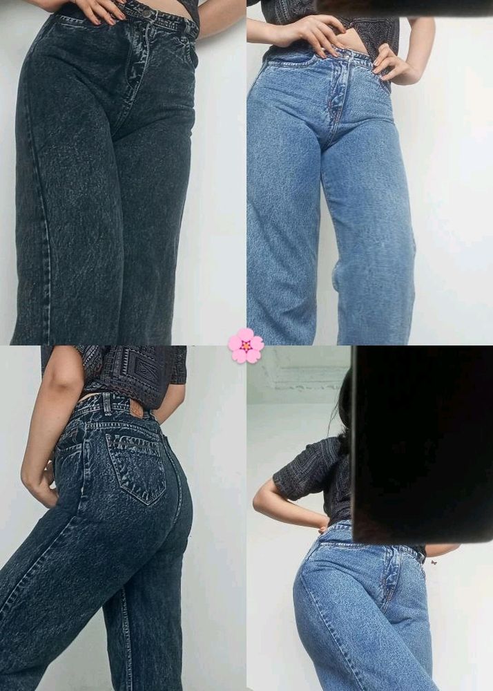 High Waist Jeans Combo (Blue+Black)