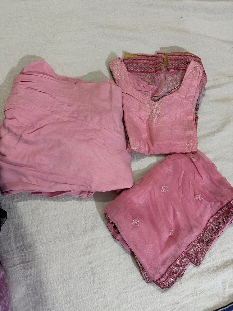 Pink Salwar Suit With Embroided Dupatta