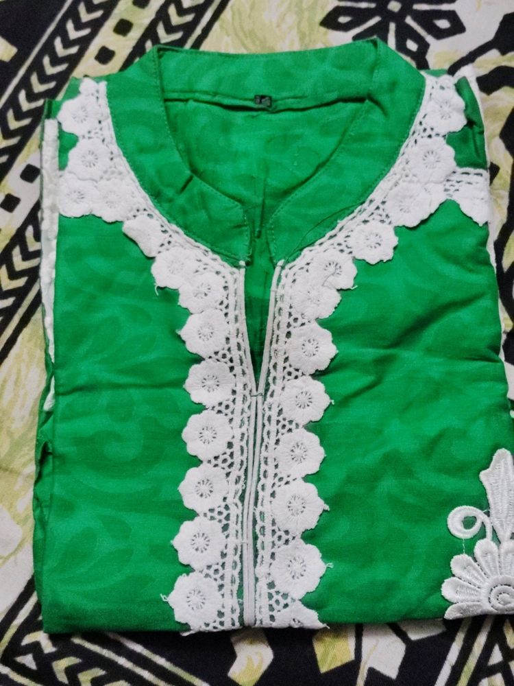 A Green Kurti  Size Is L Of Pure Cotton(100%)