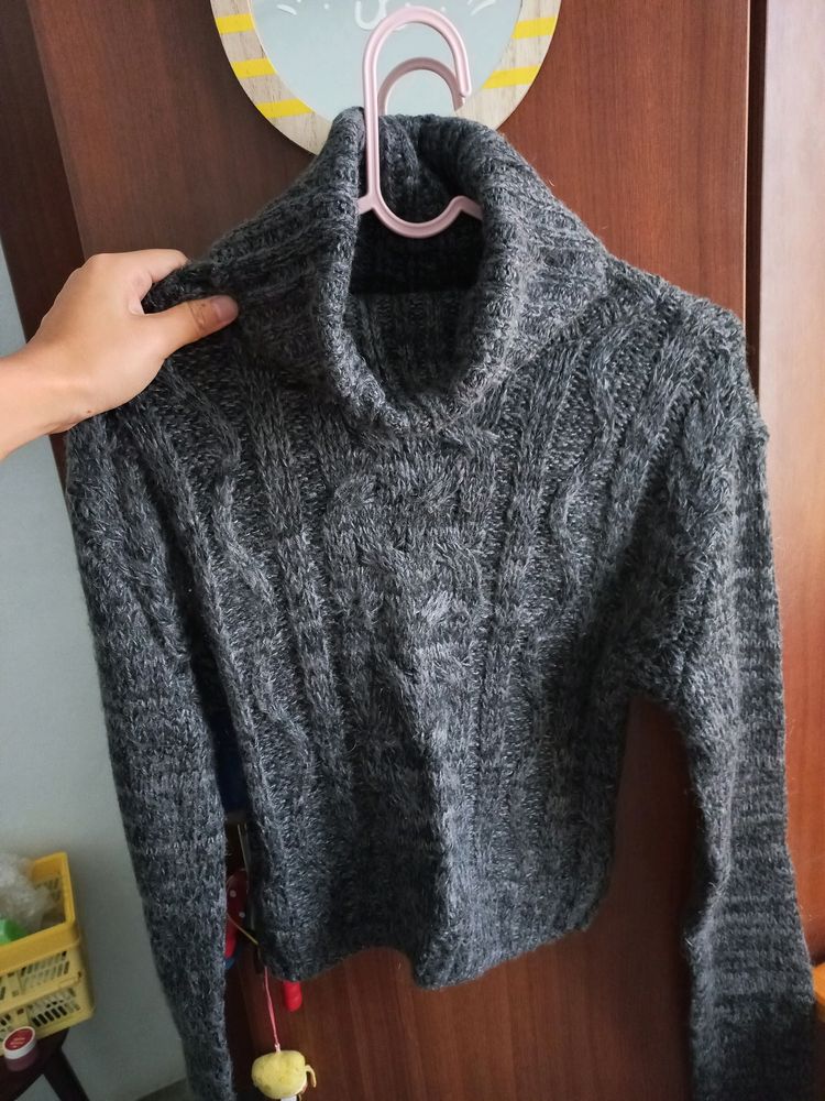 Charcoal Grey Turtleneck Sweater Women