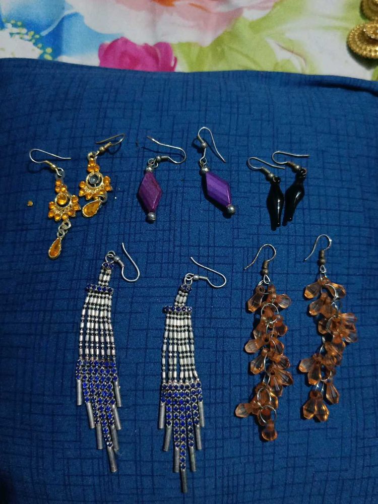 Combo Earrings Of 5 Sets, Different Colours