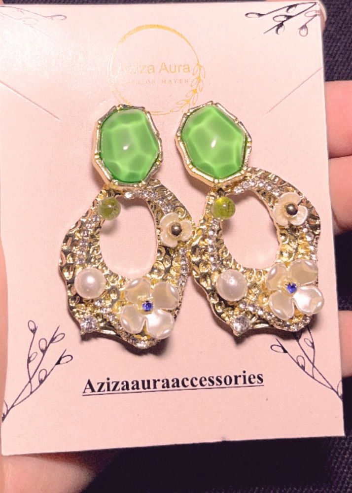 Vintage Green Korean Earrings