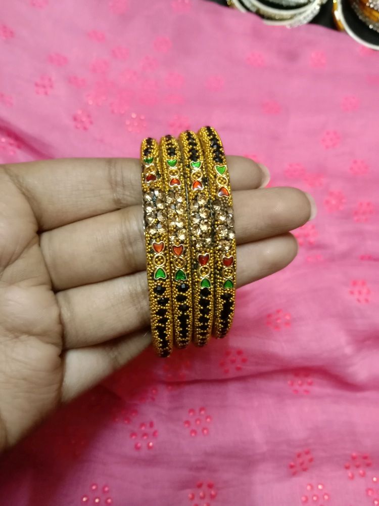 Gold Plated Stone Bangles