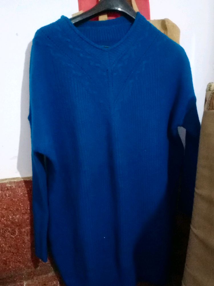 teal color beautiful long sweater