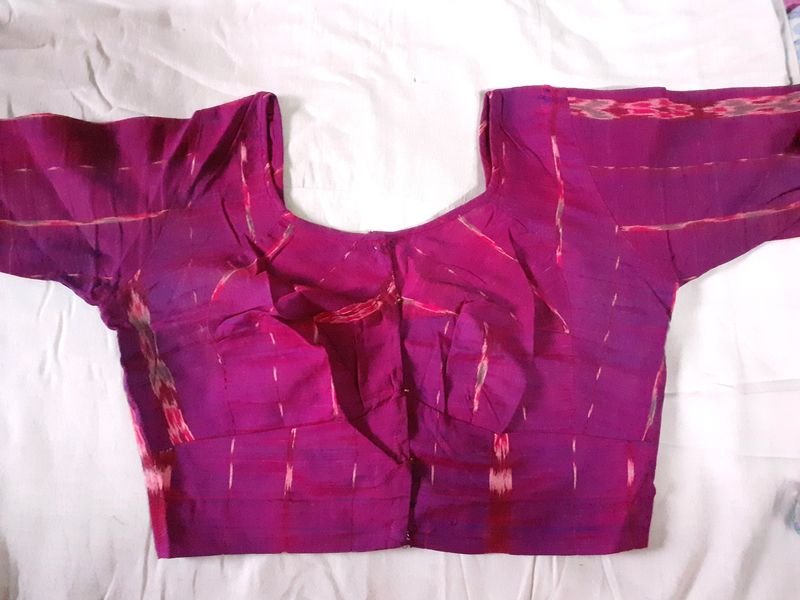 Purple Thread work Cotton Blouses Women Choli Used