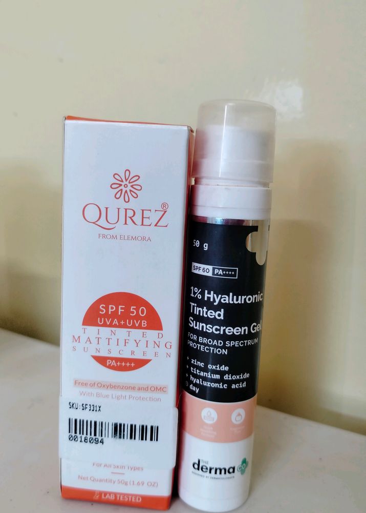 Derma Co  And Qurez Tinted Sunscreen