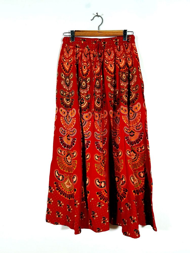 Red Printed Palazzo Pant For Women's