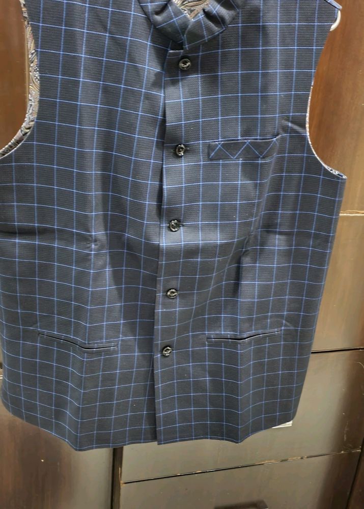 Black Jacket With Blue Checks