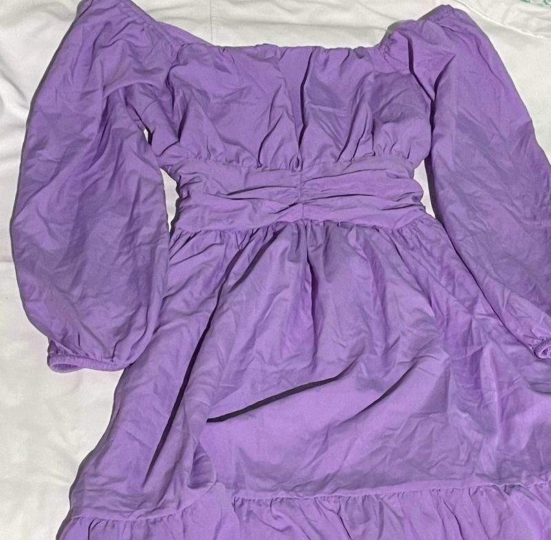 Purple Colour Dress Full Sleeve