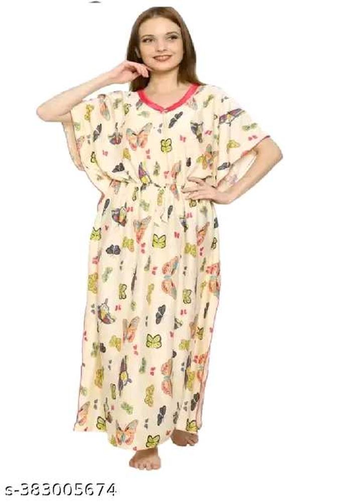 Printed butterfly  Nightwear Fancy Satin silky sty