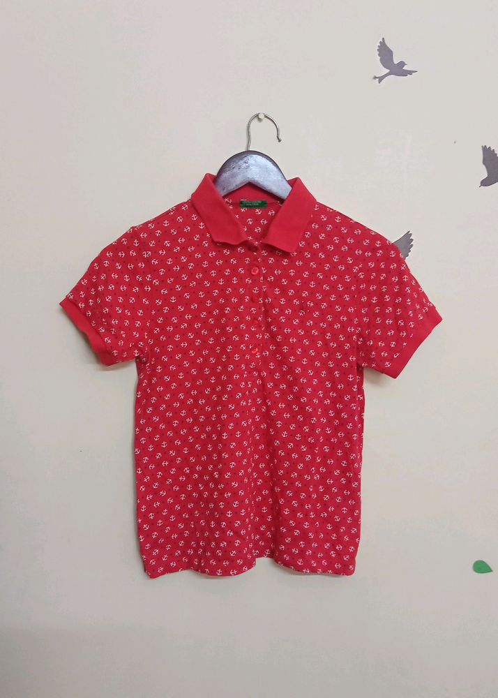 Red Polo Crop Tshirt (Women)