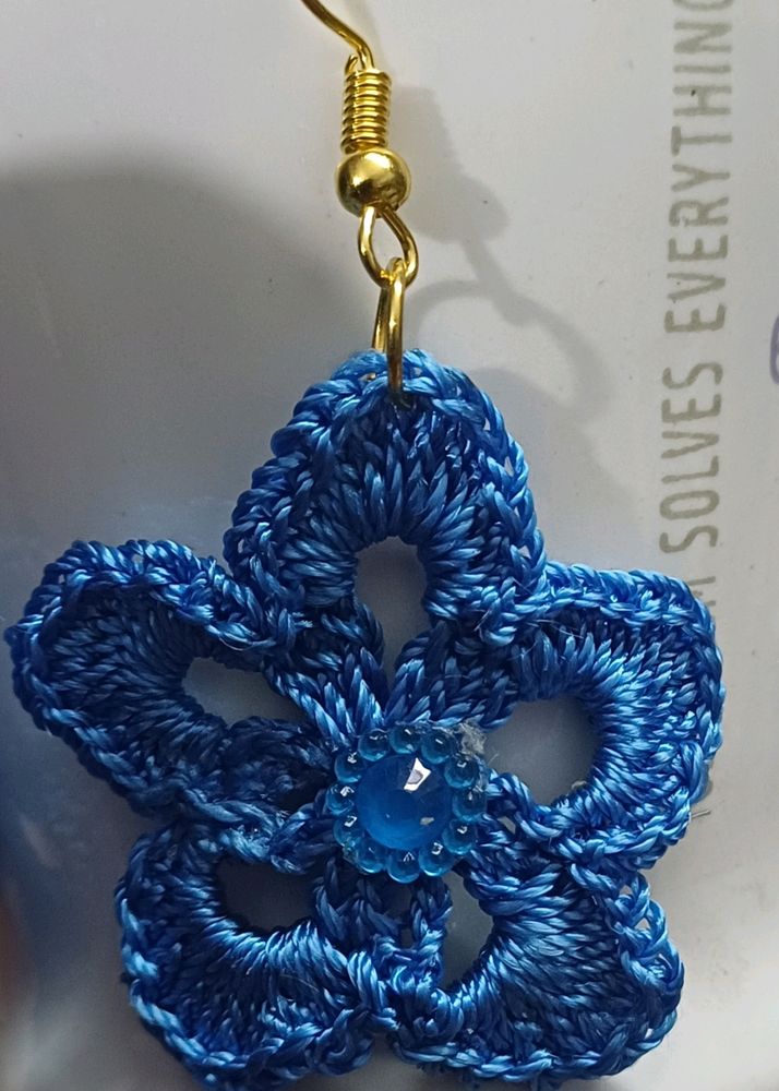 Blue Crochet Earrings