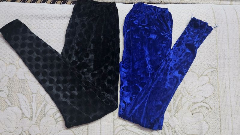 Black And Blue Winter Wear Legging.  .