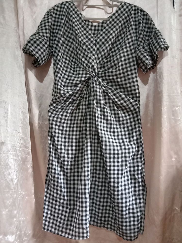 Black N White Check Dress