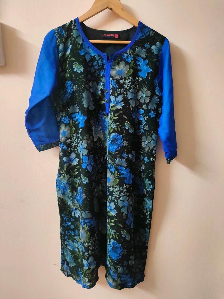 Blue Flower print kurti