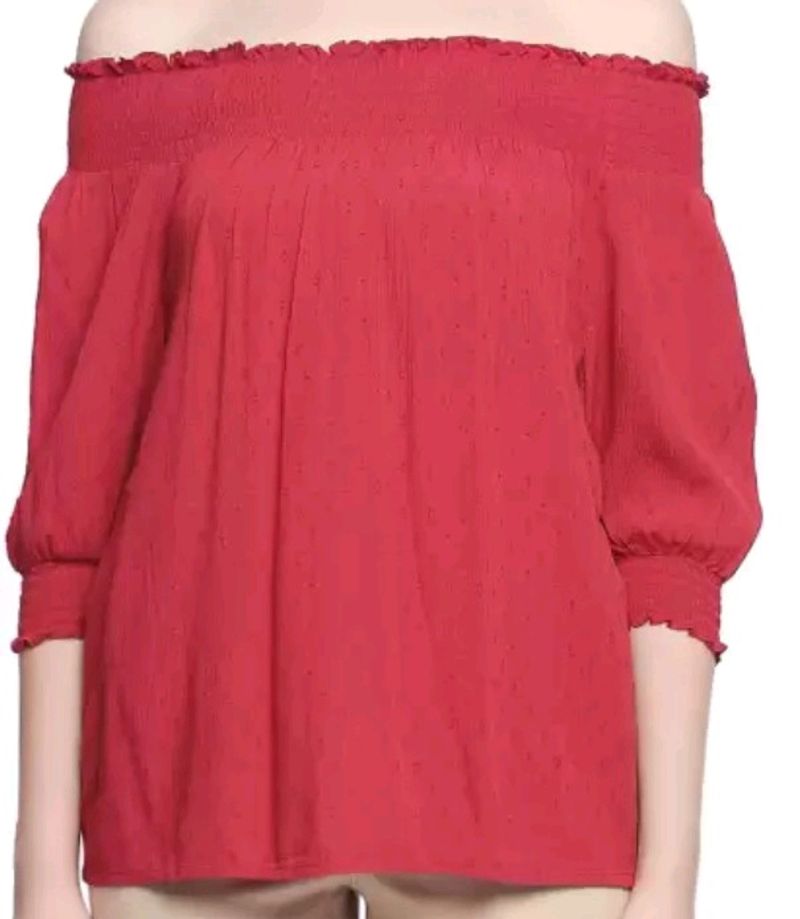 Stylish Off Shoulder  Marron Top