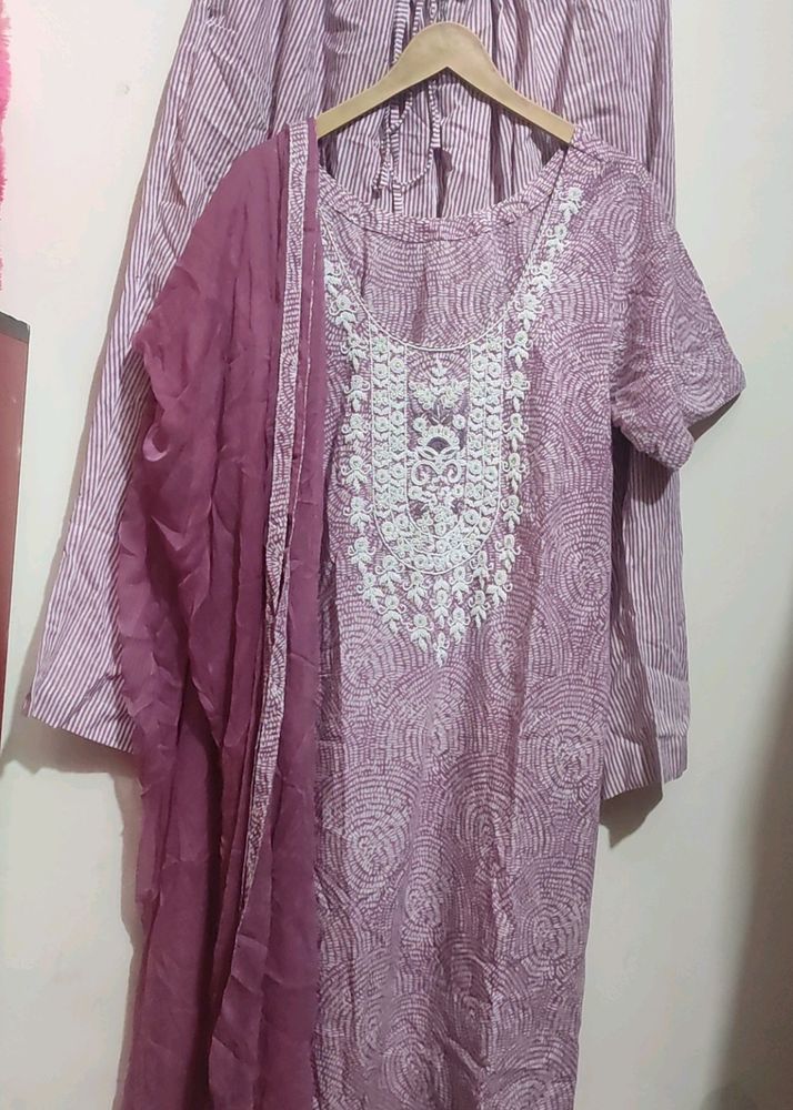 Light Purple💜 Plazo Salwar Suit With Dupatta